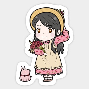 Chibi Anime Girl Cottagecore Aesthetics Sticker